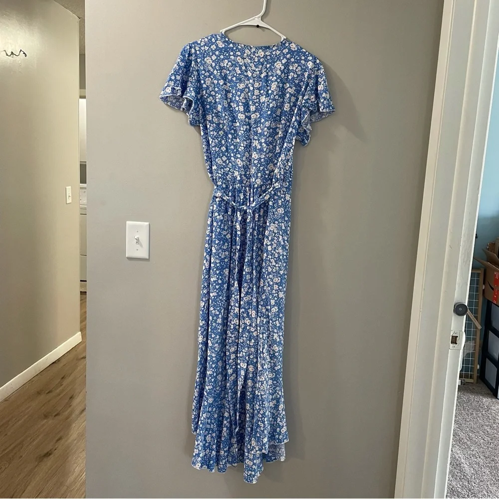 Woman’s blue floral bohemian dress - Picture 5 of 8